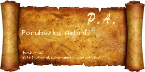 Porubszky Ambró névjegykártya